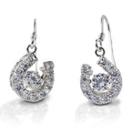 Earrings, Horseshoe Dancing Stone Dangles in Sterling Silver