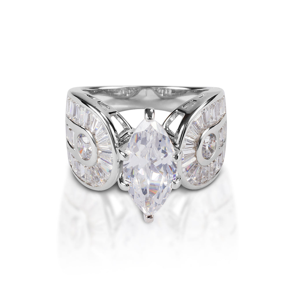 Ring, Marquise CZ Stone in Sterling Silver - Size 6 - Sale!