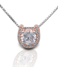 Earrings, Rose Gold Horseshoe Earrings with CZ Stones
