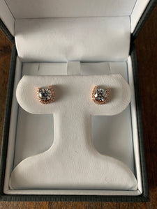 Earrings, Rose Gold Horseshoe Earrings with CZ Stones