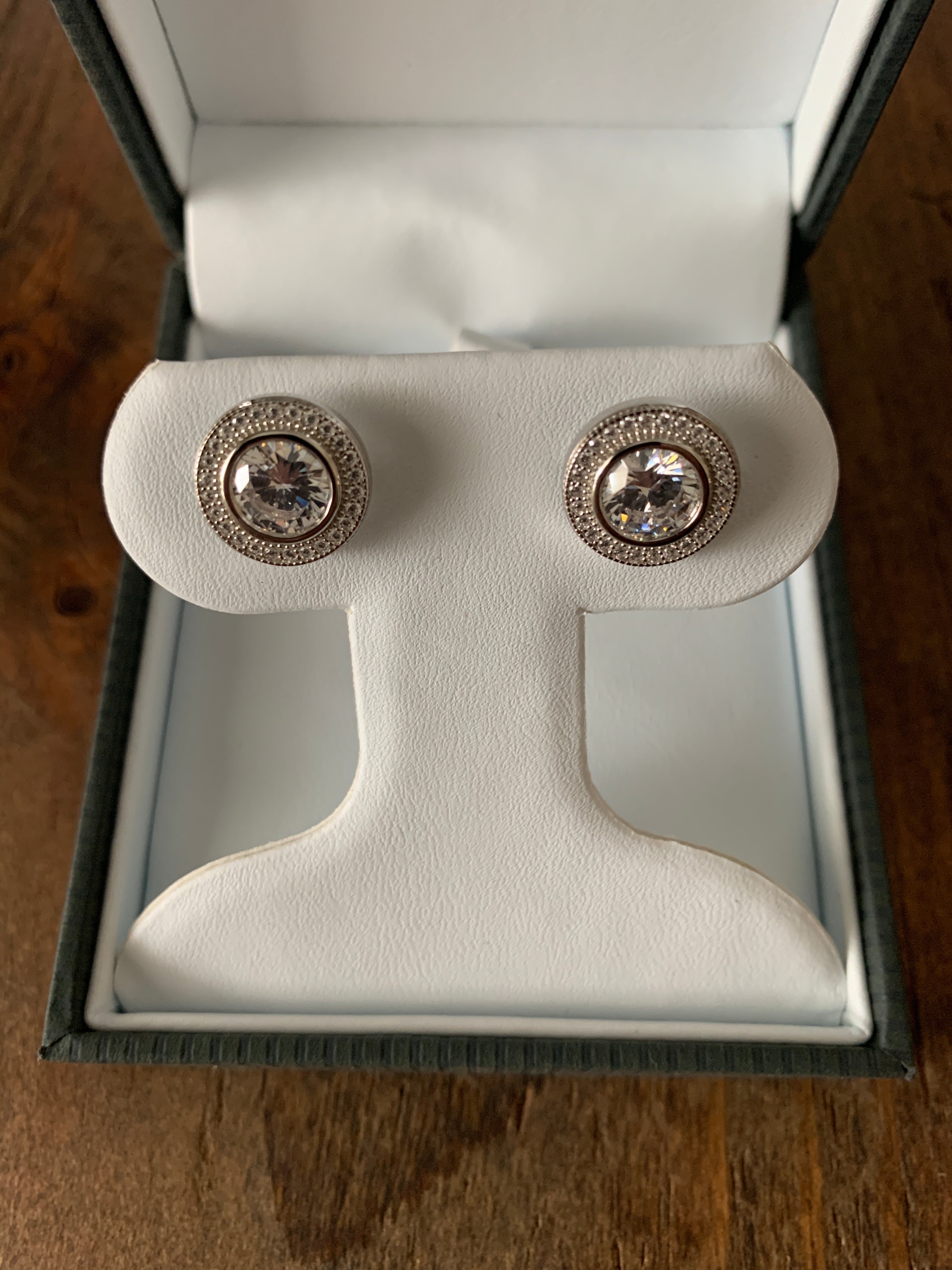 Earrings, Round Bezel Set Pavé Earrings in Sterling Silver - Sale!