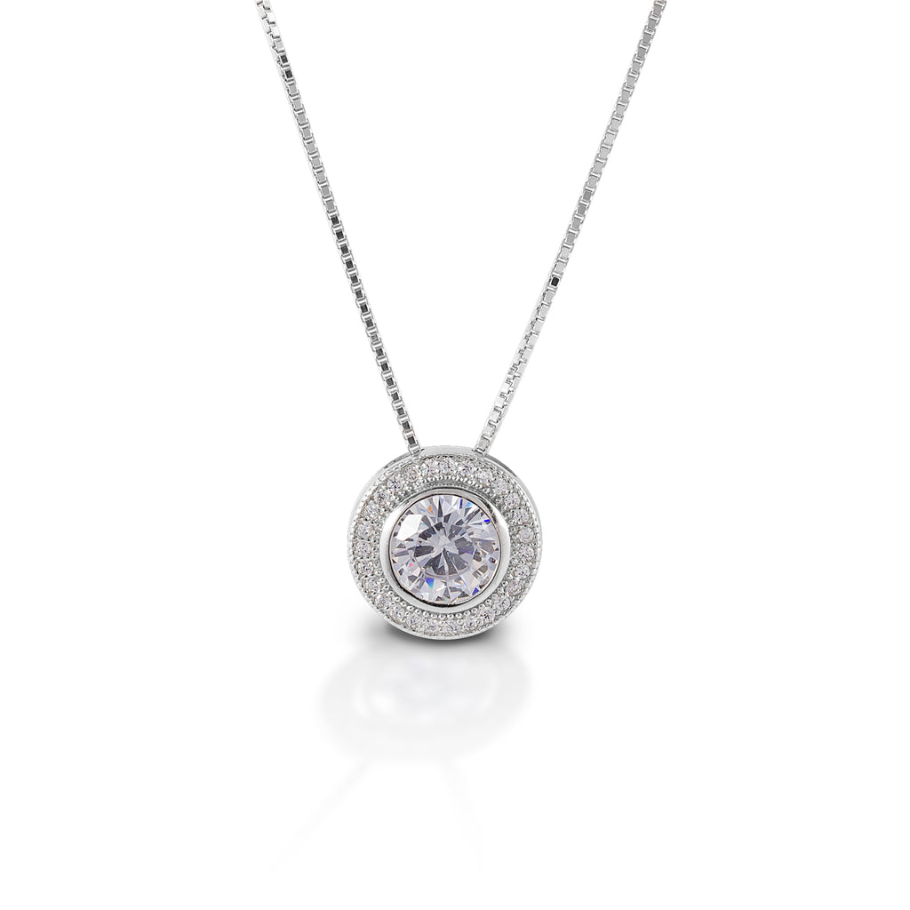 Earrings, Round Bezel Set Pavé Earrings in Sterling Silver - Sale!