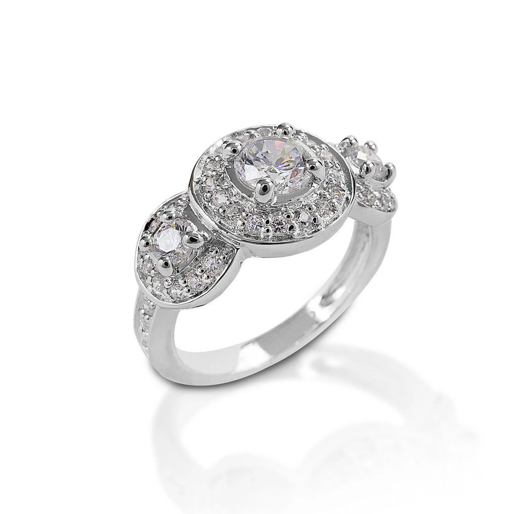 Ring, Three Round Stones in Sterling Silver Ring - Sale!