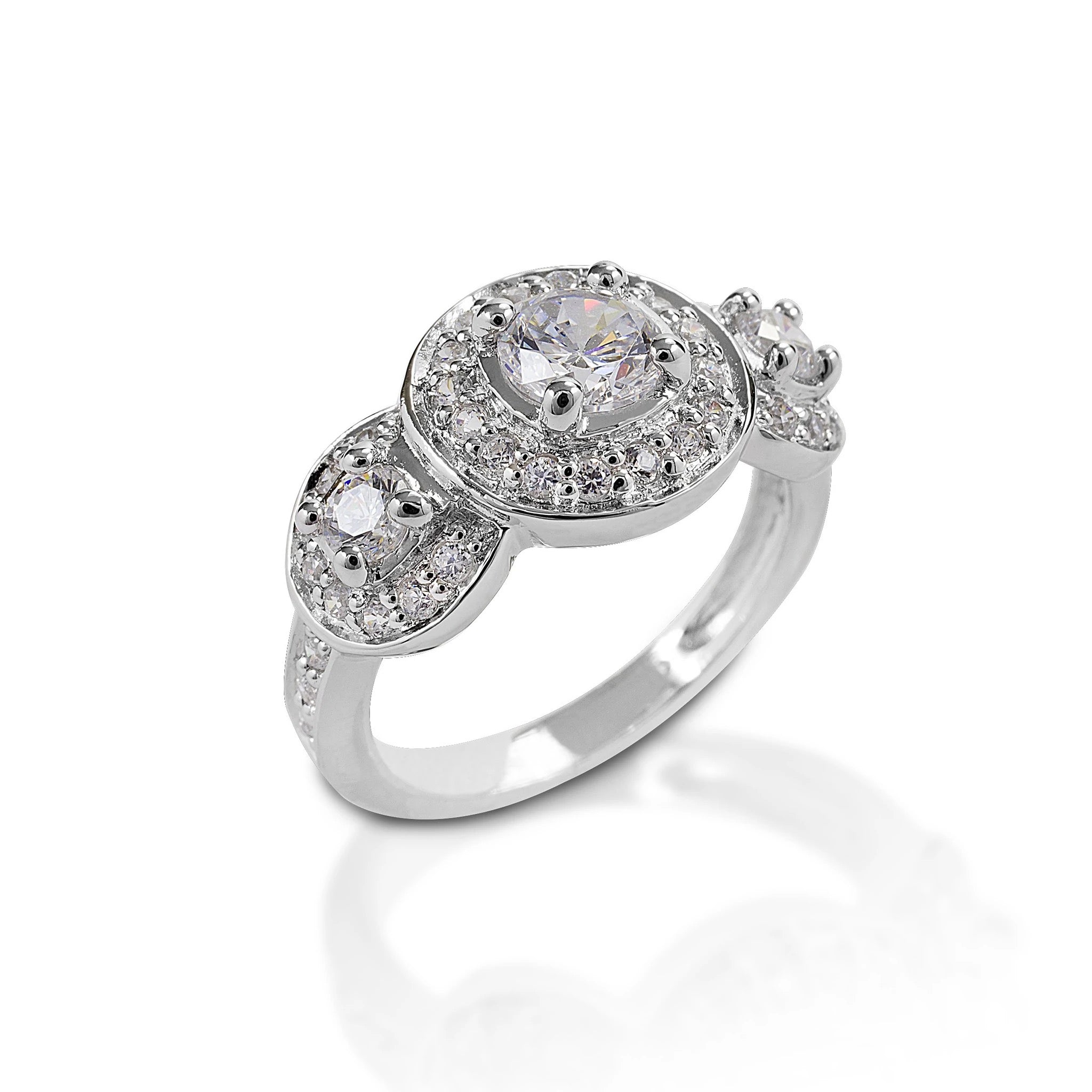Ring, Three Round Stones in Sterling Silver Ring - Sale!