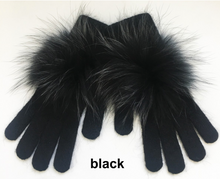 Gloves, Cashmere Wool with Genuine Fur Pom, Multi Colors, GL04