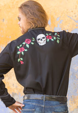 Man-Wearing-Embroidered-Skulls-and-Roses-Shirt-by-Scully-P771-1