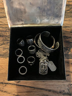 Box, Stamped Square Rustic Silver Box with Chief Icon