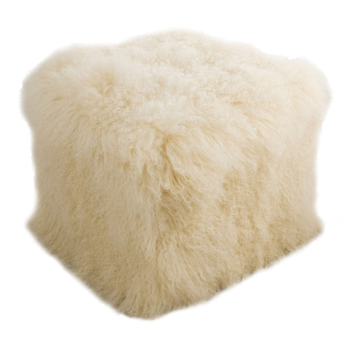 Cube Tibetan Lamb Ottoman & Footstool