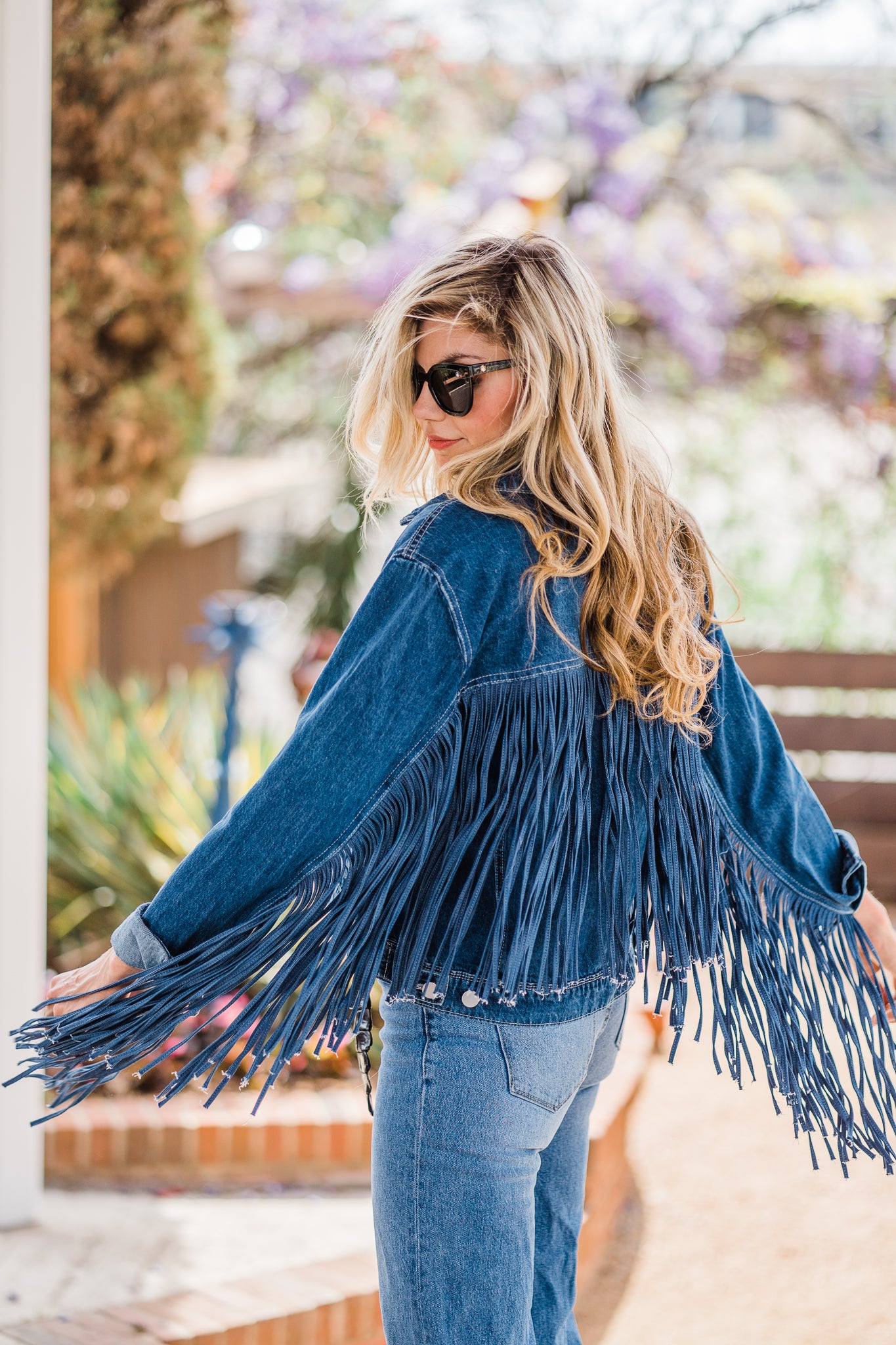 Jacket, Denim Western with Fringe - Style HC711