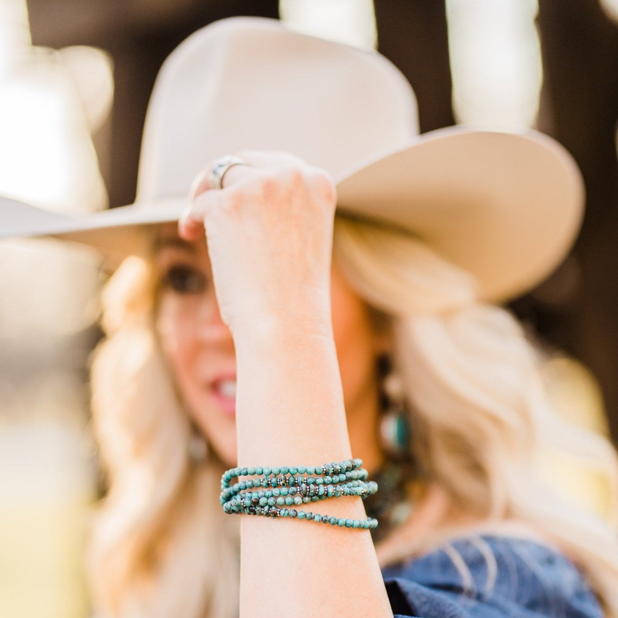 Bracelet, Turquoise Five Strands w/ Sterling Beads - Style 323AB