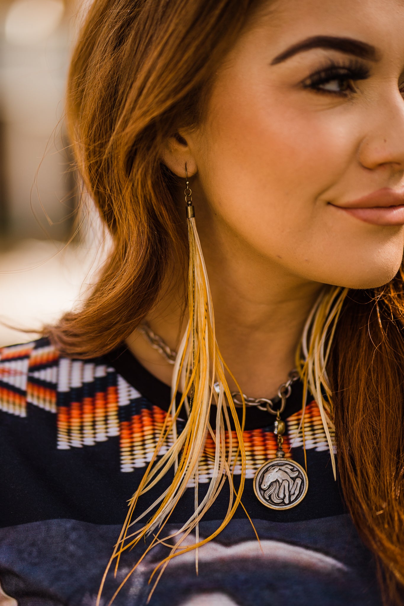 Earrings, Extra Long Feathers, Blonde, RG-E1121B - SALE!