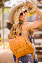 Backpack-Purse, Hand Tooled Leather, Multi Colors, 382-L