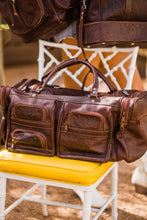 Duffle Bag in Hand Tooled Leather, Small, Multi Colors 480S