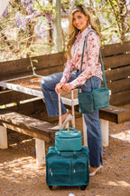 Briefcase, Roller in Hand Tooled Leather, Four Wheels, Multi Colors - 4824