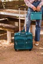 Briefcase, Roller in Hand Tooled Leather, Four Wheels, Multi Colors - 4824