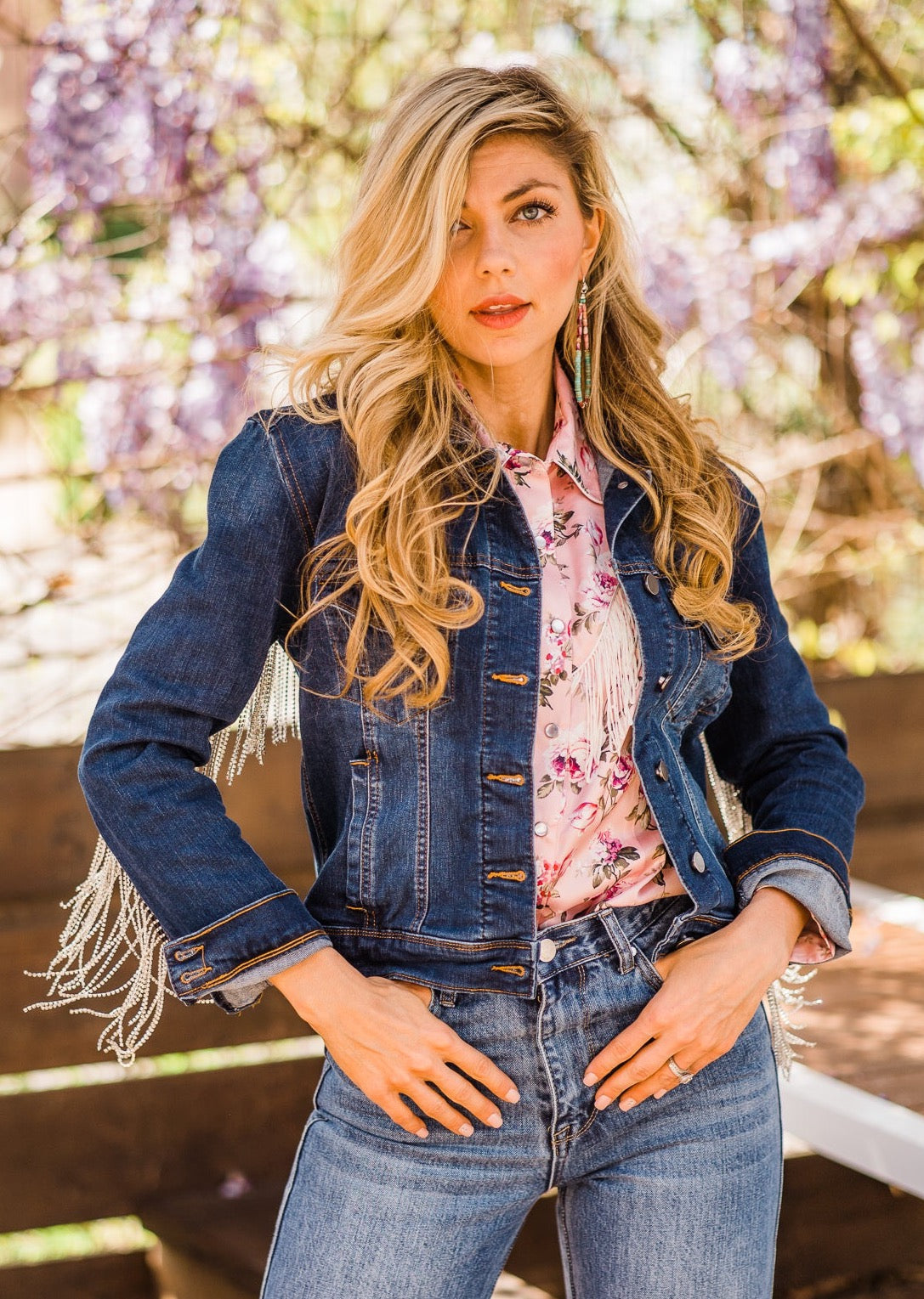 Denim Jacket with Rhinestone Fringe – Memphis Grand®