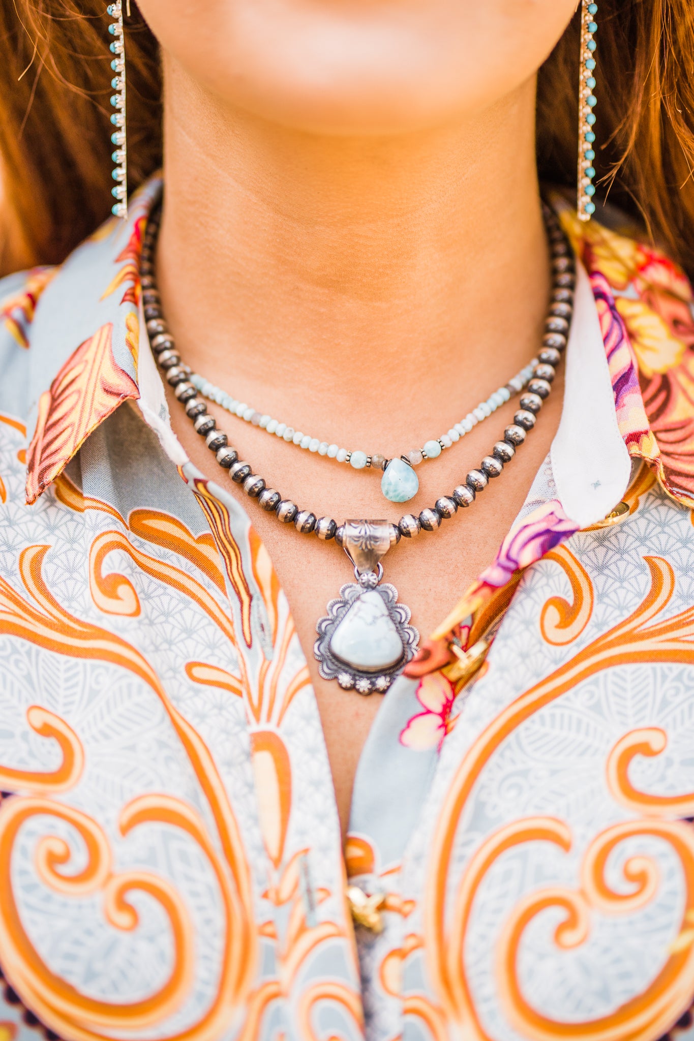 Necklace, Larimar Briolette