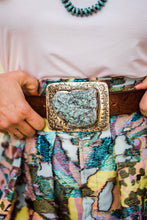 Buckle, Turquoise Slab with Rope Edge