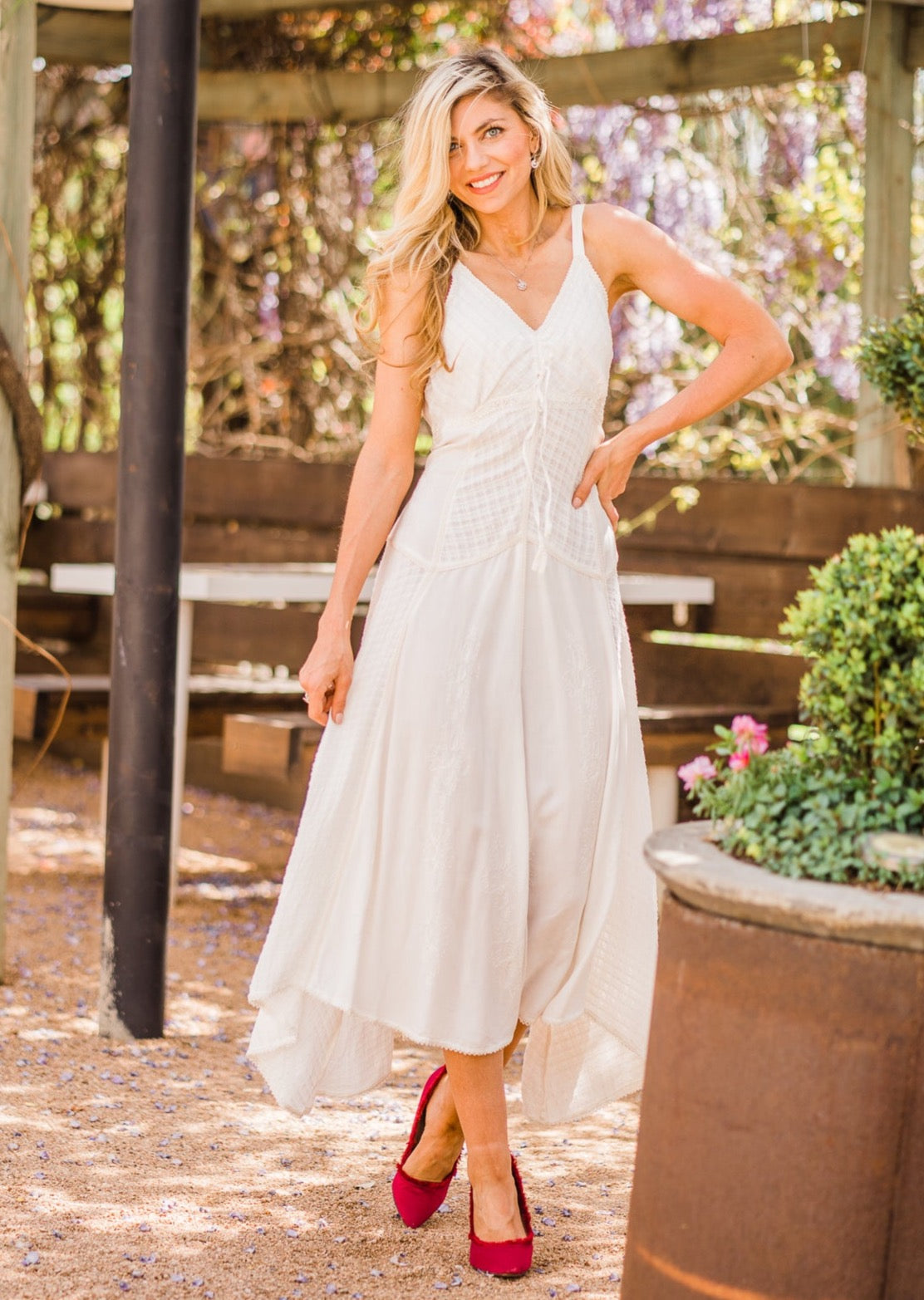 Dress, Spaghetti Strap in Ivory - Style HC63