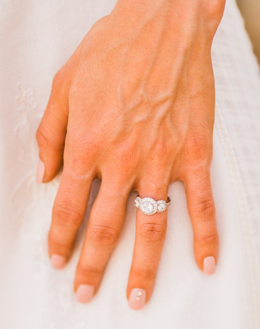 Ring, Three Round Stones in Sterling Silver Ring - Sale!