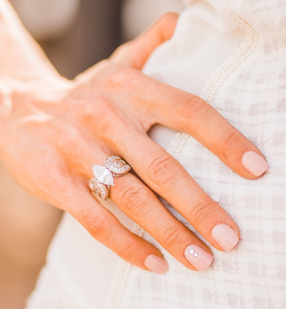 Ring, Marquise CZ Stone in Sterling Silver - Size 6 - Sale!