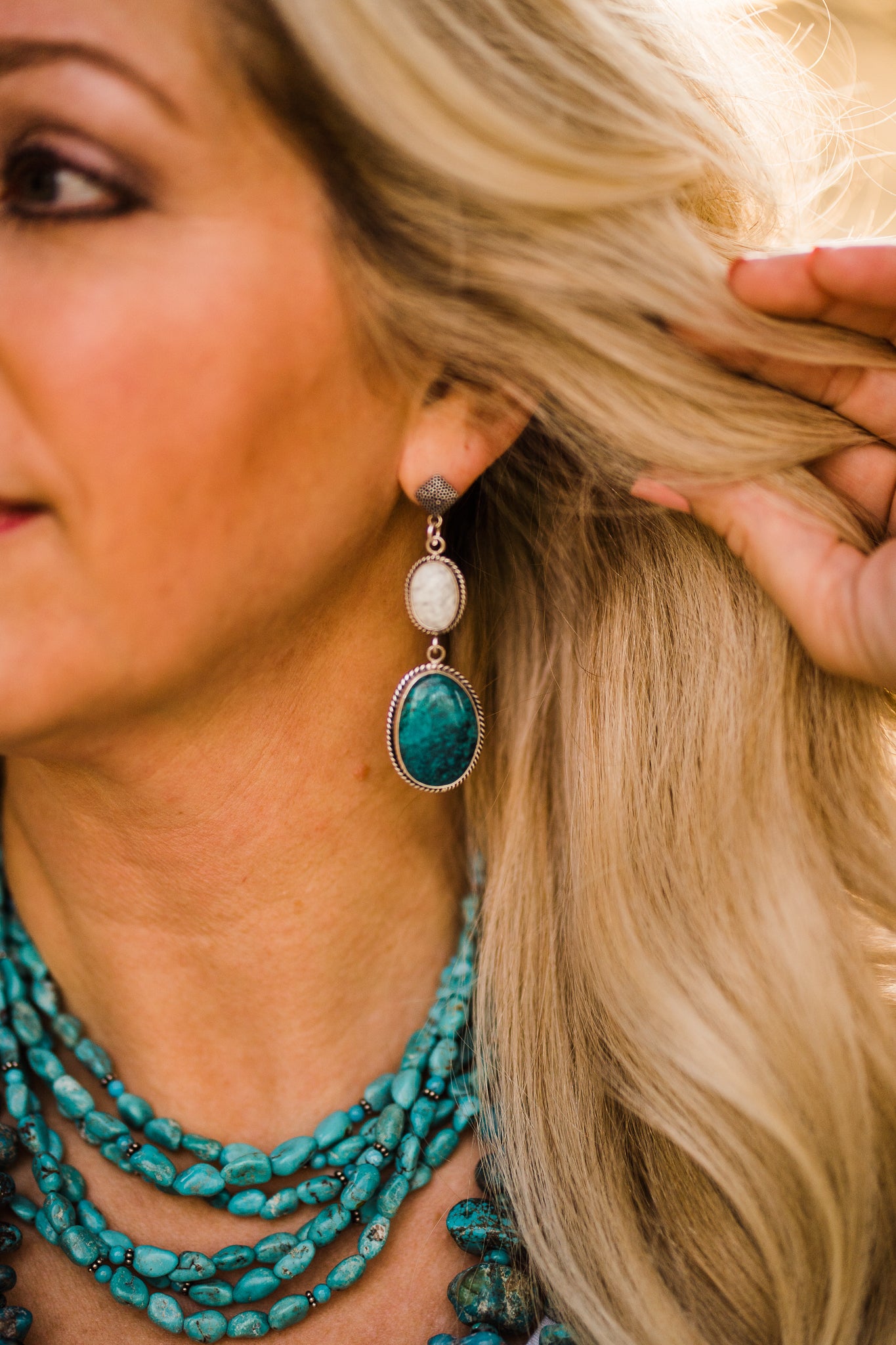 Earrings, Turquoise Ovals in Sterling Silver