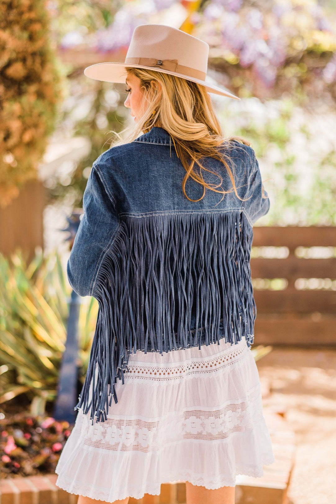 Jacket, Denim Western with Fringe - Style HC711