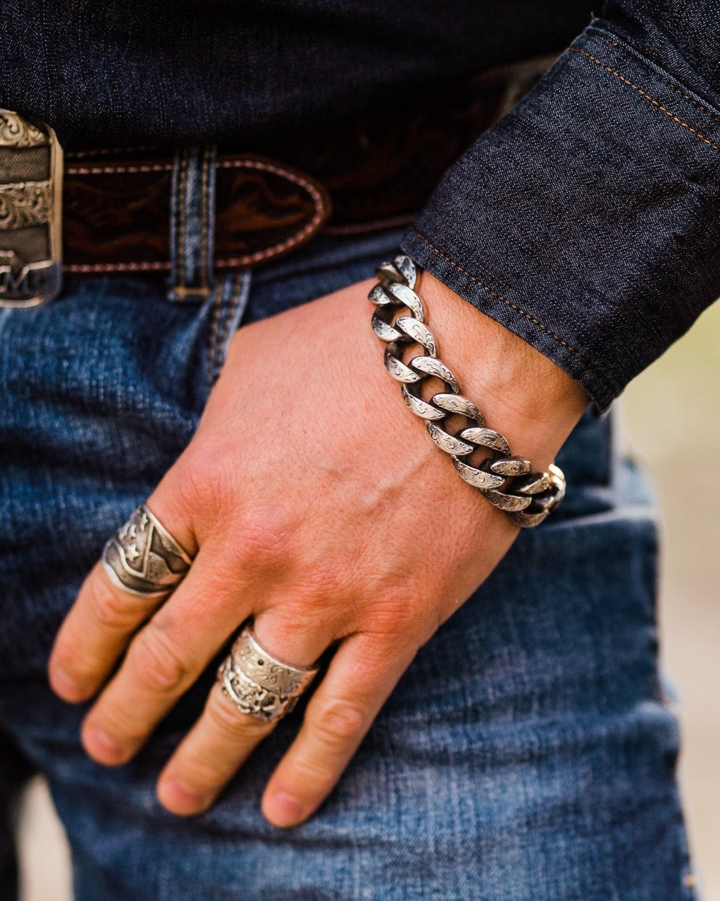 Sterling Silver Mayan Link Bracelet
