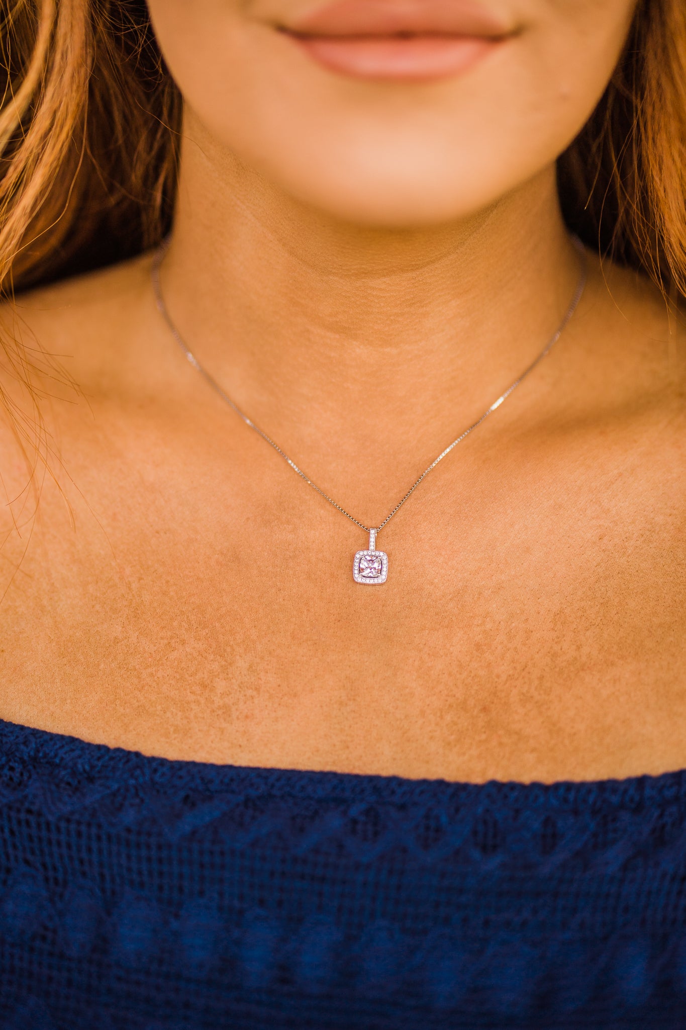 Earrings, Square Bezel Set Pavé Earrings in Sterling Silver