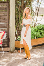 Dress, Hi-Lo Off Shoulder with Lace Detail, Multiple Colors - Style PSL-266