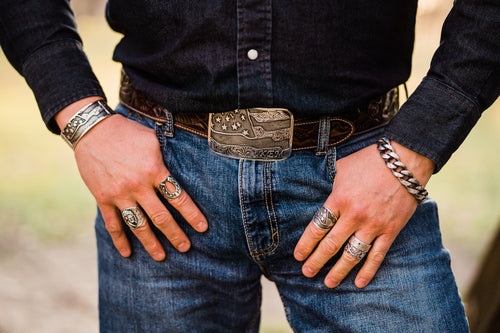 American Flag “Old Glory” Cuff — Hand Engraved in Sterling Silver