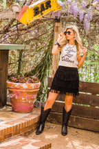 Skirt, Western Sueded Leather with Fringe - Style L704