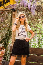 Skirt, Western Sueded Leather with Fringe - Style L704