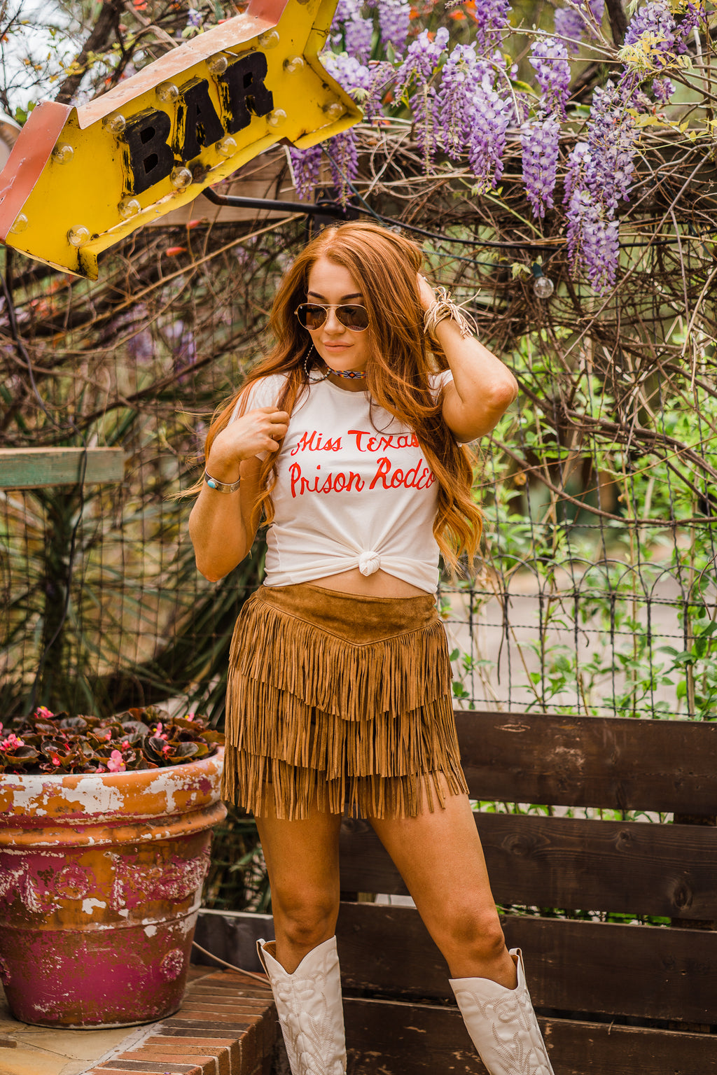 Skirt, Western Sueded Leather with Fringe - Style L704