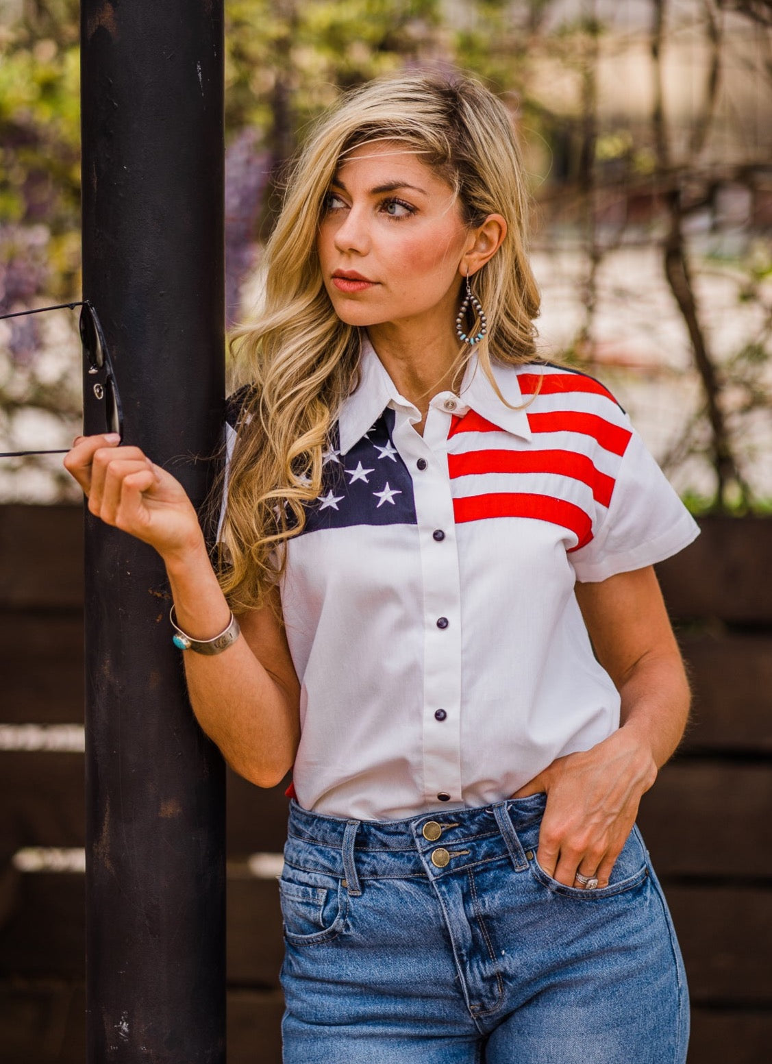 Blouse, Stars & Stripes - Style PL756SS