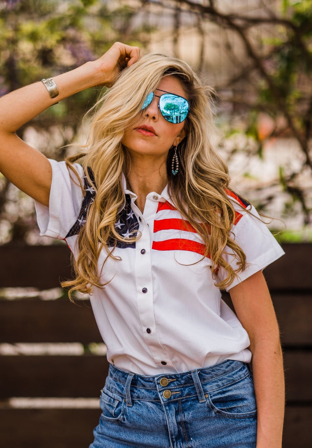 Blouse, Stars & Stripes - Style PL756SS