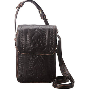 Handbag, Cross Body Purse, Hand Tooled Leather, Multi Colors 9463