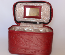 Make Up Bag in Hand Tooled Leather, Multiple Colors, 991