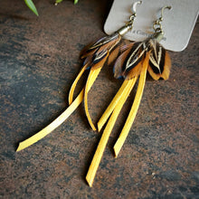 Earrings, Mini Feathers with Deerskin Tassels
