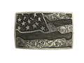 American Flag “Old Glory” Buckle — Hand-Engraved Sterling Silver