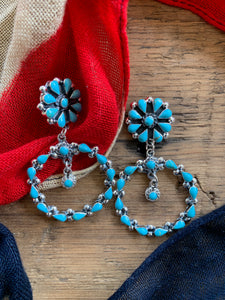 Earrings, Turquoise Flower & Loops, 325F