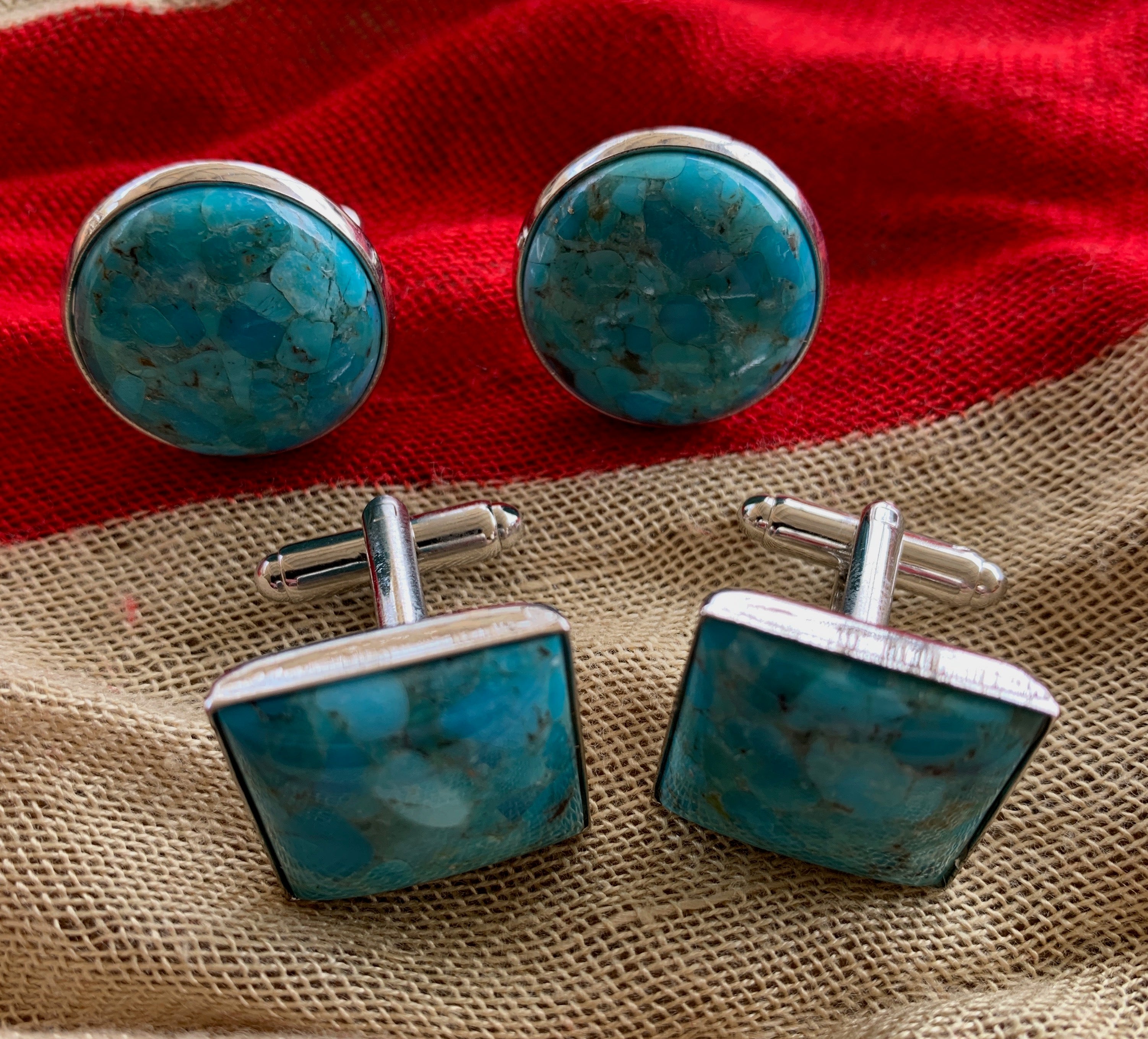Cuff Links, Turquoise, Square or Round