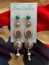 Earrings, Turquoise Stud & Sterling Silver Conchos, 352A