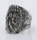 Indian Chief with Arrowhead Accents Ring — Hand Crafted in Sterling Silver