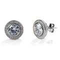 Round Bezel Set Pavé Earrings in Sterling Silver – SALE!