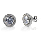 Earrings, Round Bezel Set Pavé Earrings in Sterling Silver - Sale!