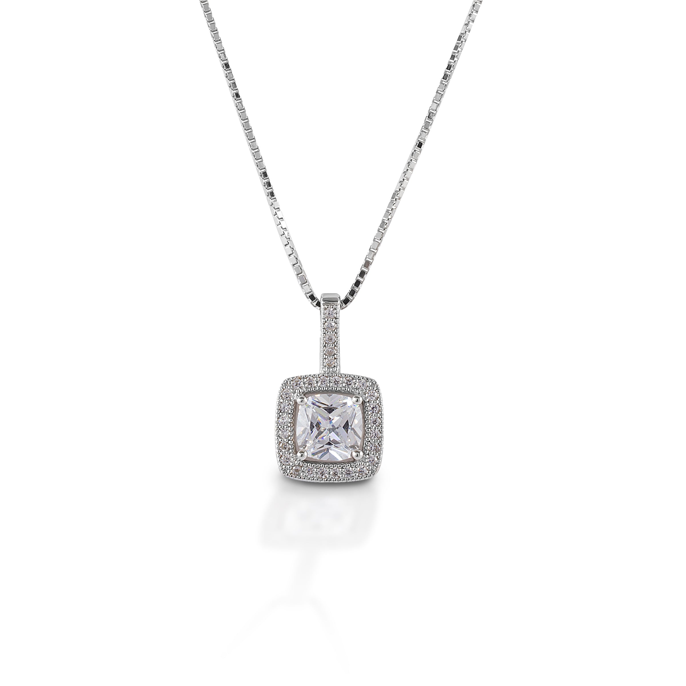 Earrings, Square Bezel Set Pavé Earrings in Sterling Silver
