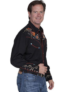 Scully-Western-Men's-Shirt-with-Guitars-Boots-Hats-P842