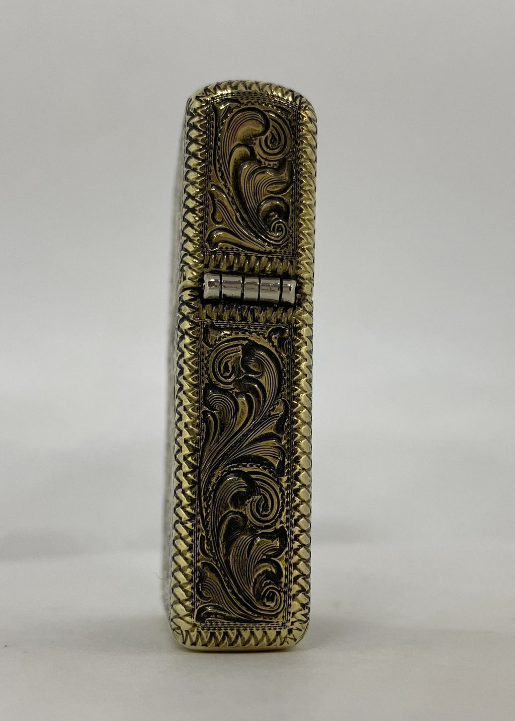 Silver-King-Zippo-Brass-Armor-Lighter-Fully-Engraved-Made-in-USA