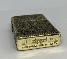 Silver-King-Zippo-Brass-Armor-Lighter-Fully-Engraved-Made-in-USA